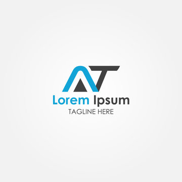 Initial AT Letter logo Vector design. AT Rectangle letter logo design