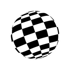 Poster - Chess waves board. Optical illusion sphere. Abstract 3d black and white illusions. Vector illustration.