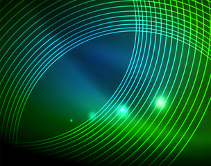 Poster - Neon circles abstract background