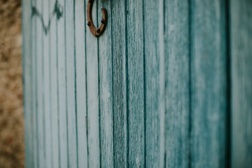 Wall Mural - Porte en bois bleue