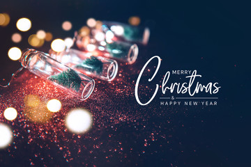 Wall Mural - merry christmas and happy new year concept, close up, elegant christmas tree in glass jar decoration