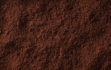 Powdered, instant coffee background and texture, top view