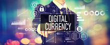 Digital Currency Theme With A Businessman On A Shiny Background