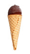 Chocolate ice cream in waffle cone