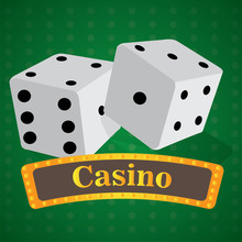 Pair Of Dices On A Casino Background - Vector Illustration