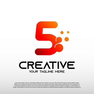 Creative logo with initial number five, 5. technology icon, illustration element-vector