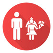 © IMG visuals icons - Child marriage red flat design long shadow glyph icon. Forcible wedlock. Compulsory marriage. Female, male rights. Relationship with no consent. Criminal offense. Vector silhouette illustration