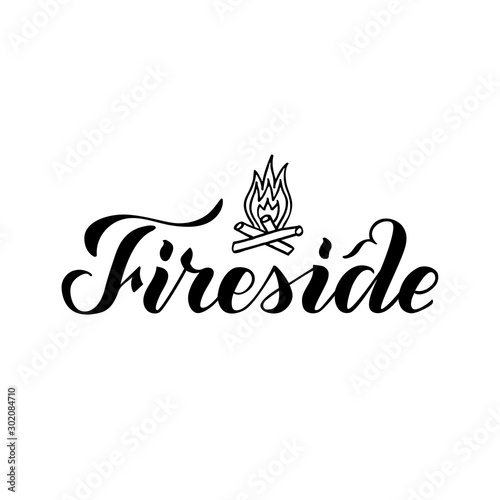 Fotografía Vector illustration of fireside brush lettering for banner, leaflet, poster, logo, advertisement design
