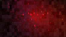 Abstract Technology Binary Code Dark Red Background. Cyber Attack Concept