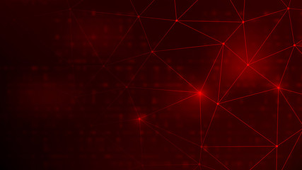 Abstract Technology Binary Code Dark Red Background. Cyber Attack Concept