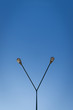 Double symmetrical street lamp on blue sky