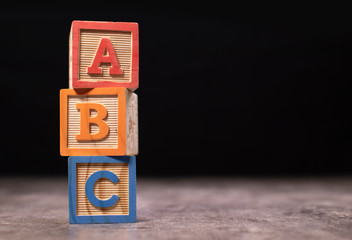 A, B and C wooden blocks