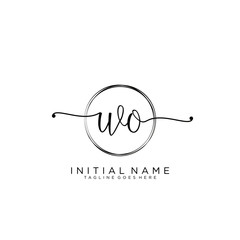 WO Initial handwriting logo with circle template vector.