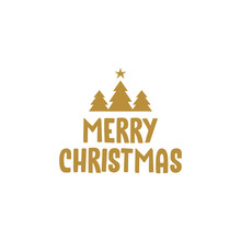 Merry Christmas Greeting Card With Tree. Xmas Design.