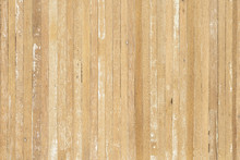Wood Texture Background Of Old Scratched Wooden Planks In Light Yellow Beige Color With Some Cracks.