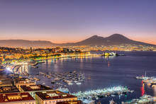 The Gulf Of Naples With Mount Vesuvius Before Sunrise