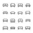 Simple set of sofa icons in trendy line style.