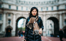 Asian Model Walking On London Street