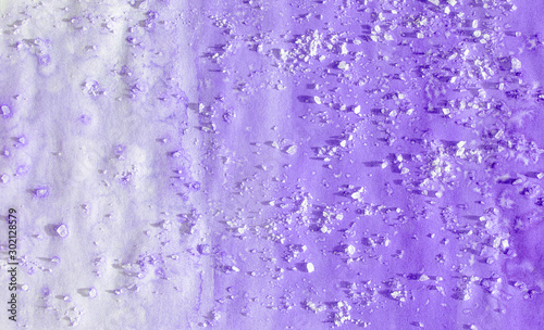 Abstract strokes of watercolor lilac paint with crystals for background