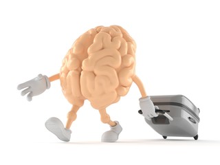 Canvas Print - Brain character with suitcase