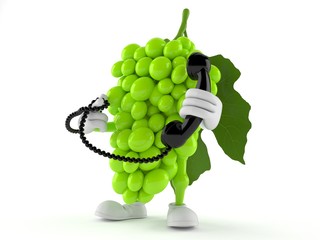 Poster - Grapes character holding a telephone handset