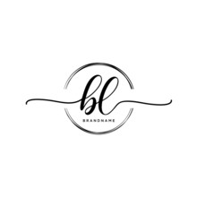 BL Initial Handwriting Logo With Circle Template Vector.