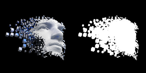 Wall Mural - abstract digital human face. artificial intelligence concept of big data or cyber security. 3d illus