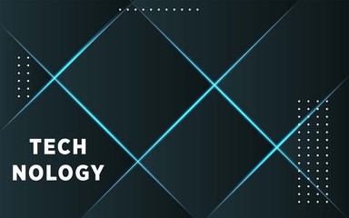Fototapete - modern dark blue tech technology background with blue light and dots.digital template technology concept.vector illustration.
