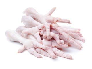 Wall Mural - Chicken feet on white background