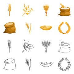 Wall Mural - Isolated object of grain and harvest symbol. Collection of grain and agriculture vector icon for stock.