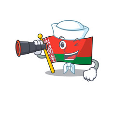 Sticker - flag belarus isolated with the sailor holding binocular cartoon