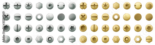 Photographie Head of fastener vector cartoon set icon