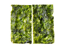 Several Strips Of Dried Seaweed Sheets Isolated On A White Background. 