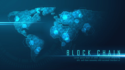 blockchain technology with global connection concept