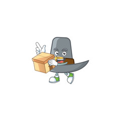 Sticker - Pilgrim hat in the cartoon character with bring box