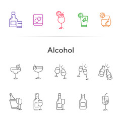 Wall Mural - Alcohol line icons