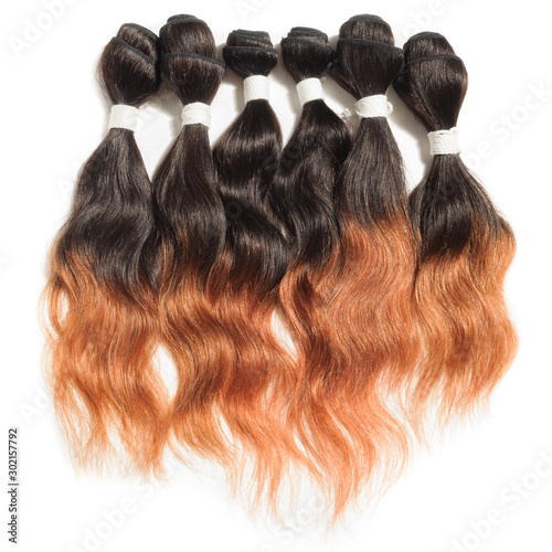 Black To Auburn Ombre Style Wavy Human Hair Weave Extensions