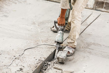 Worker Using A Jackhammer Free Stock Photo - Public Domain Pictures