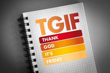 TGIF - Thank God It's Friday acronym, concept background