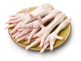 Wall Mural - Chicken feet on white background