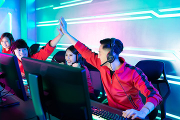 Wall Mural - pro cyber sport gamers team