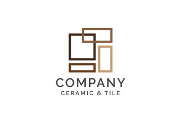 Wall Mural - Geometric ceramics and tile floor industry logo design vector graphic