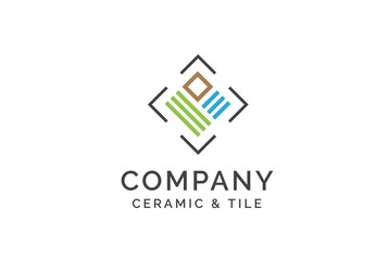 Wall Mural - Geometric ceramics and tile floor industry logo design vector graphic