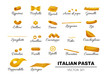 Type of pasta icons, italian set in cartoon style