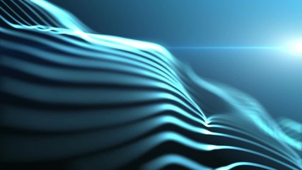 Aufkleber - Abstract background with animation of waving lines in beautiful organic slow motion. Macro look. Blue abstract science, technology and engineering background. 3D rendering.