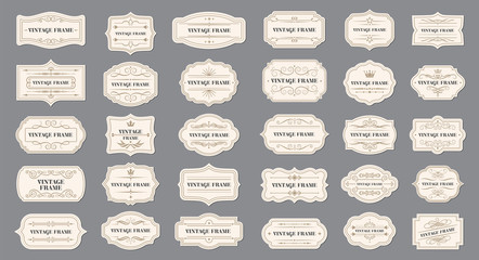 Wall Mural - ornamental label frames. old ornate labels, decorative vintage frame and retro badge
