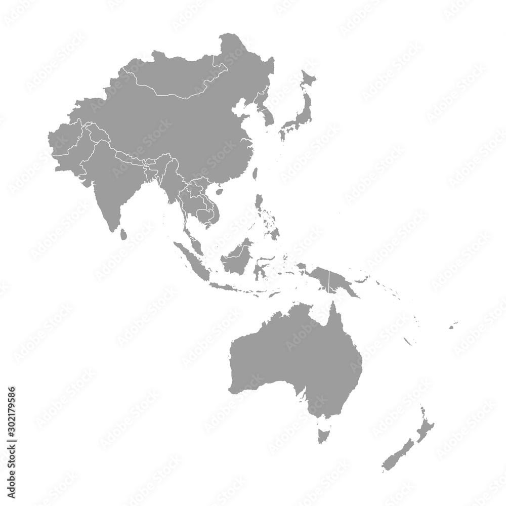Map of Asia Pacific. - obrazy, fototapety, plakaty 