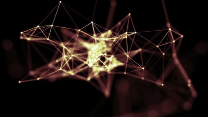 Poster - Plexus fantasy abstract technology and engineering motion background with original organic motion and animated rays of light. Depth of field settings. 3D rendering.