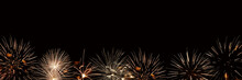Fireworks Panoramic Background With Copyspace, Christmas New Year And Holiday Night Party Web Banner