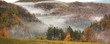 Misty valley in late autumn panorama